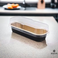 قالب المونيوم مستطيل اسود ذهبي مع غطاء شفاف (12 حب...