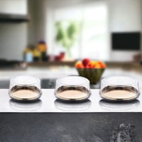 وعاء كيك دائري ذهبي مع غطاء شفاف (10 اوعية )