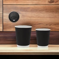 اكواب ورقية طبقتين اسود مع الغطاء (50 حبة)