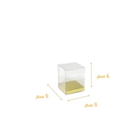 علب هدايا توزيعات شفافة بقاعدة ذهبية ( 12 حبة )