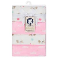 4 لفات دافئة .. Bunny flannel من Gerber