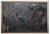 لوحة خيول فخمة بالفن التجريدي .