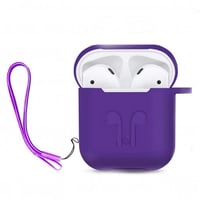 حافظة سماعة أبل الاسلكية AirPods سليكون مع الحبل ا...