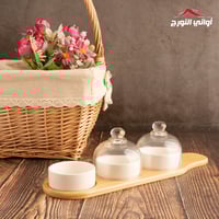 حافظة مكسرات بغطاء زجاجي ( ثلاثي)