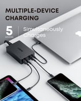 منصة شحن أوكي بقوة 63 واط اربع منافذ USB ومنفذ تاي...