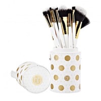 مجموعة فرش مكياج أبيض منقط من بي اتش - 11 فرشاة