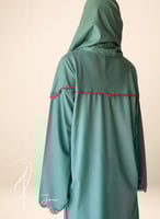 شرشف صلاة سحاب فيروزي و فوشي مزين بالكروشي يدوي و...