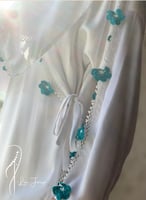 شرشف صلاة لف أبيض كروشيه اخضر يدوي