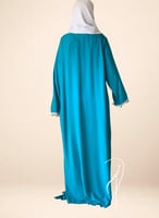 شرشف صلاة لف تركواز مزين بالكروشيه و الورد الاويا