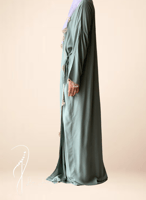 شرشف صلاة لف زيتي اخضر كروشيه يدوي و الطرحة مثبتة