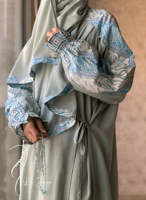 شرشف صلاة لف رسم باتيك فيروزي باستيل الطرحة مثبتة