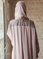 شرشف صلاة لف رسم باتيك وردي و كحلي الطرحة مثبتة