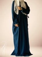 شرشف صلاة لف ازرق بترولي كروشيه يدوي طرحة مثبتة