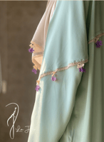 شرشف صلاة سستة اخضر زيتي فاتح باستيل مزين بالكروشي...