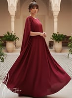 ثوب كاب أحمر مطرز