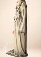 شرشف صلاة سستة بيج على زيتي بالكروشيه كرز احمر