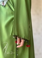 شرشف صلاة لف أخضر مزينة بالكروشيه الكرز الأحمر من...