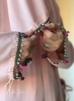 شرشف صلاة لف وردي كروشيه يدوي الطرحة مثبتة