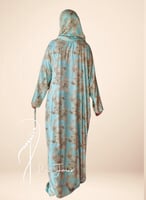 شرشف صلاة لف منقوش بألوان الأزرق والباج من لاجور