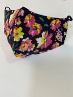 #6قطن اسود منقوش ورد ناعم