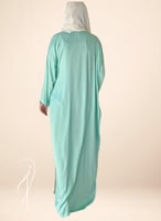 شرشف صلاة لف قطن بارد أخضر مزين بكروشيه بنك وأخضر