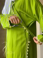 شرشف صلاة اويا ورد اخضر فستقي و الطرحة متصلة