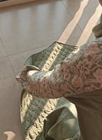 شرشف صلاة أخضر لف رسم باتيك ورد أخضر باستيل