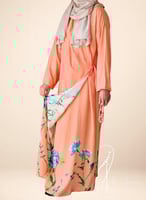 شرشف صلاة لاجور برتقالي بنقشة زهور فنية ولمسة أنثو...