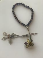 سبحة 33 عقيق برازيلي بني مزينة بوردة أويا كروشيه