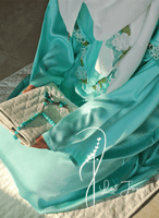 شرشف صلاة سستة اخضر مزين بالاويا اليدوي الفاخر