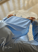 شرشف صلاة سماوي ازرق اويا ورد و الطرحة متصلة .