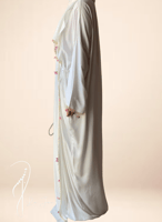 شرشف صلاة أوف وايت مزين بالكروشيه الوردي و السكري