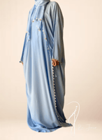 شرشف صلاة ازرق سماوي اويا ورد و الطرحة متصلة