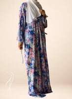 شرشف صلاة منقوش ورد ازرق وموف من لاجور