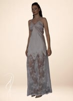 قميص نوم وروب وردي باستيل حرير و دانتيل