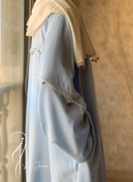 شرشف صلاة لف ازرق سماوي مزين بالكروشيه يدوي و الطر...