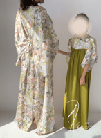 فستان حرير اخضر درابيه فري سايز يلبس بعدة طرق طوبي