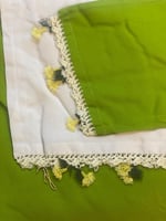 شرشف صلاة اويا ورد اخضر فستقي و الطرحة متصلة