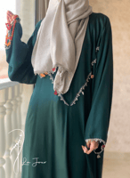 شرشف صلاة سستة أخضر بالكروشيه و الورد الاويا