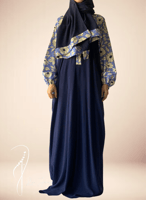 شرشف صلاة سستة طرحة مثبتة اسودو بيج منقوش