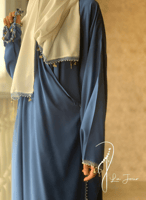 شرشف صلاة أزرق لف مزين بالكروشيه و الورد الاويا