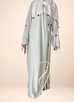 شرشف صلاة لف قطن بارد أخضر باستال مزين بكروشيه الي...