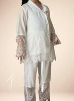 بيجامة اطفال قطن مع دانتيل أبيض