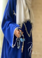 شرشف صلاة سستة أزرق غامق مزين بالكروشيه و الورد ال...