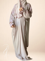 شرشف صلاة لف بيج على بصلي رسم باتيك الطرحة مثبتة