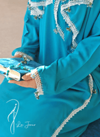 شرشف صلاة لف ازرق بالكروشيه و الورد الاويا فاخر