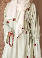 شرشف صلاة لف قطن بارد أخضر باستال مزين بكروشيه الي...