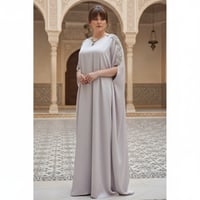 ثوب رمادى مطرز من لاجور حق رمضان