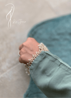 شرشف صلاة لف زيتي اخضر كروشيه يدوي و الطرحة مثبتة