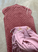 شرشف صلاة لف وردي كروشيه يدوي طرحة منفصلة